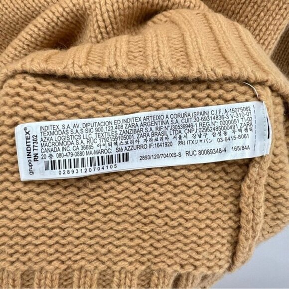 Zara - Women's Merino Wool Cut Outs Limited Edition Sweater - Brown. Size: XS-S. - Picture 8 of 16